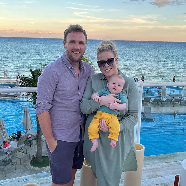 Charlotte Fazekas with her husband and son on holiday