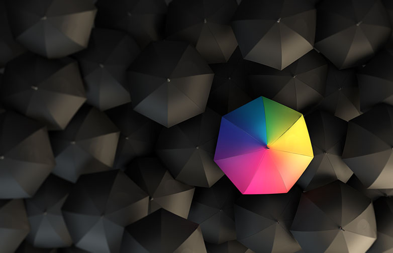 Unique Rainbow Colored Umbrella
