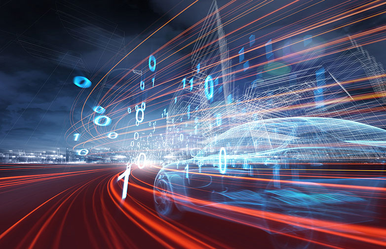 Sports Car speeding in Urban highway