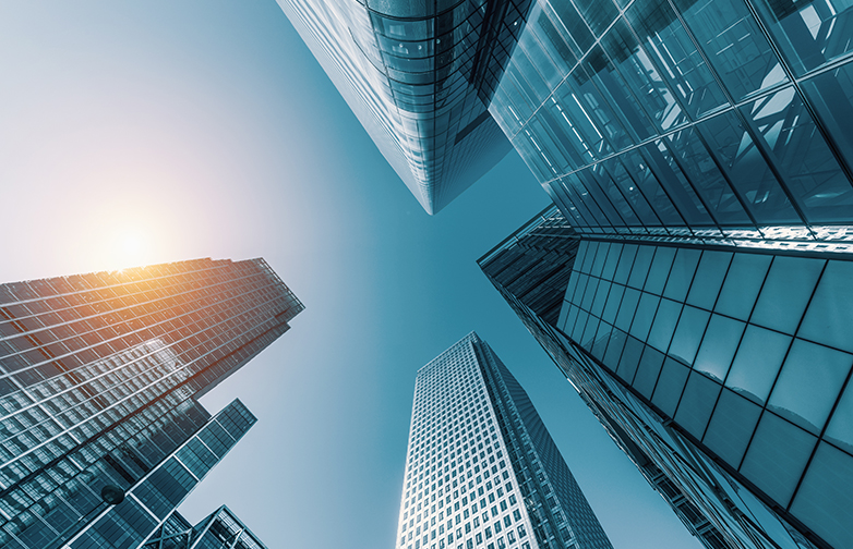 skyscrapers in a finance district