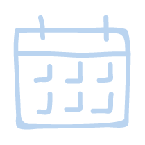 A simple, light blue outline of a calendar icon showing two rows of squares representing days, much like the organized precision valued by Eton Bridge Partners.