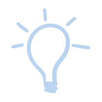 A light blue outline of a light bulb with short lines radiating from it, symbolizing an idea or creativity, reminiscent of the innovative solutions fostered by Eton Bridge Partners.