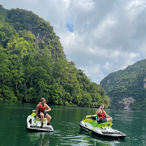 Tom Gillan personal photo on a jet ski with a friend