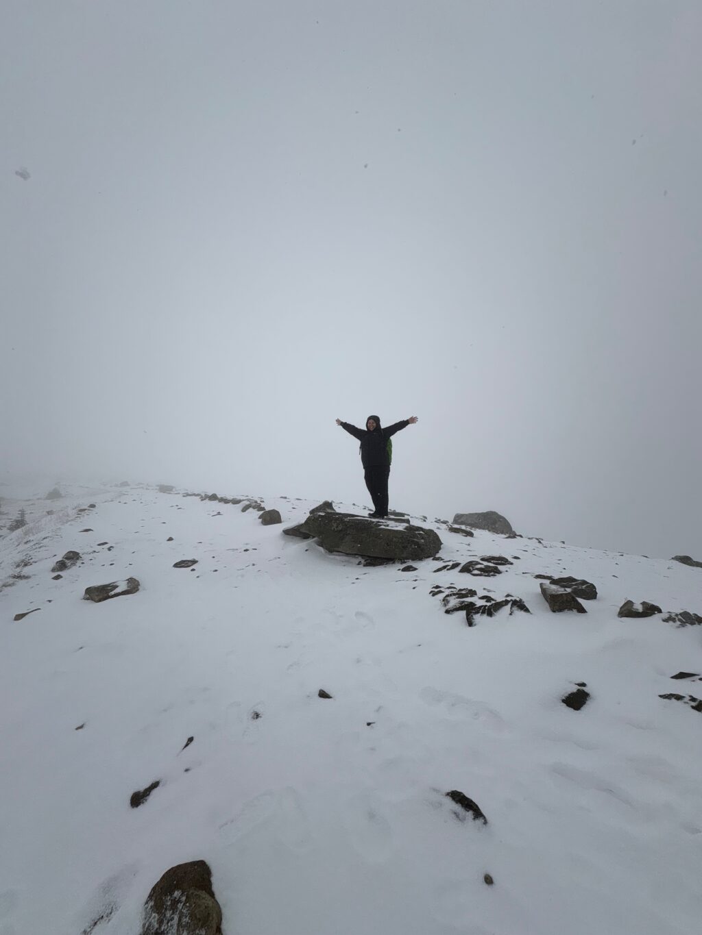 Annabel Chaffey standing on a snowy mountain